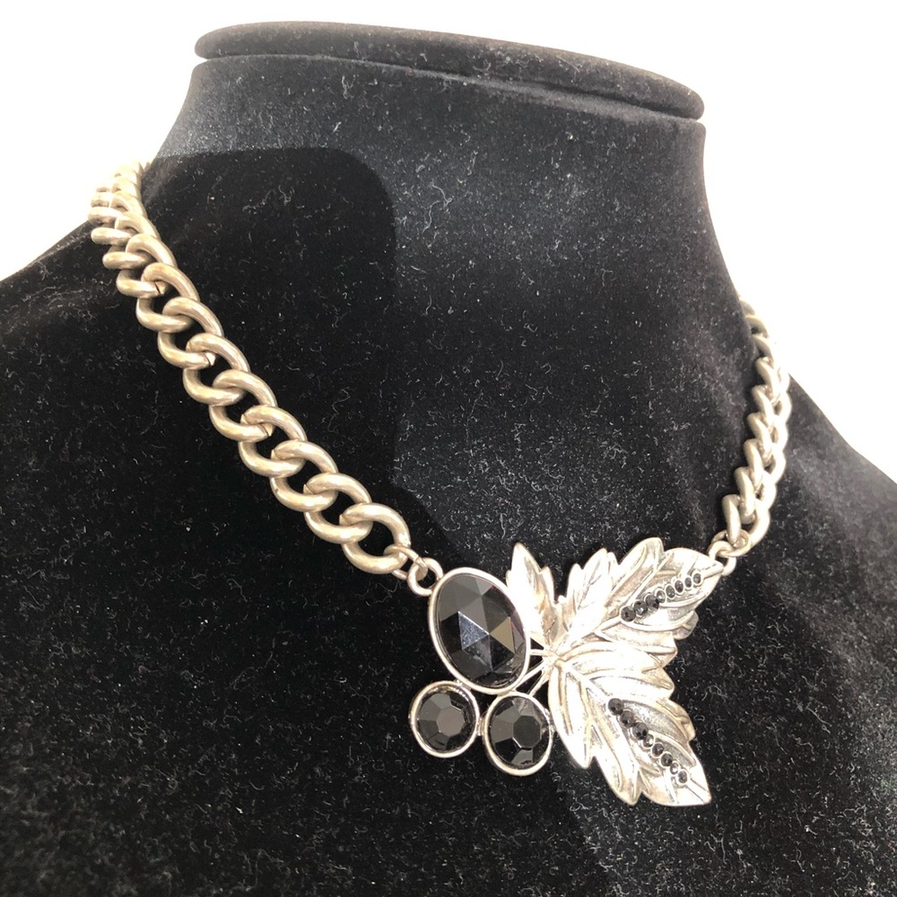 Statement Necklace: Silver/Black Toggle Necklace - image 2